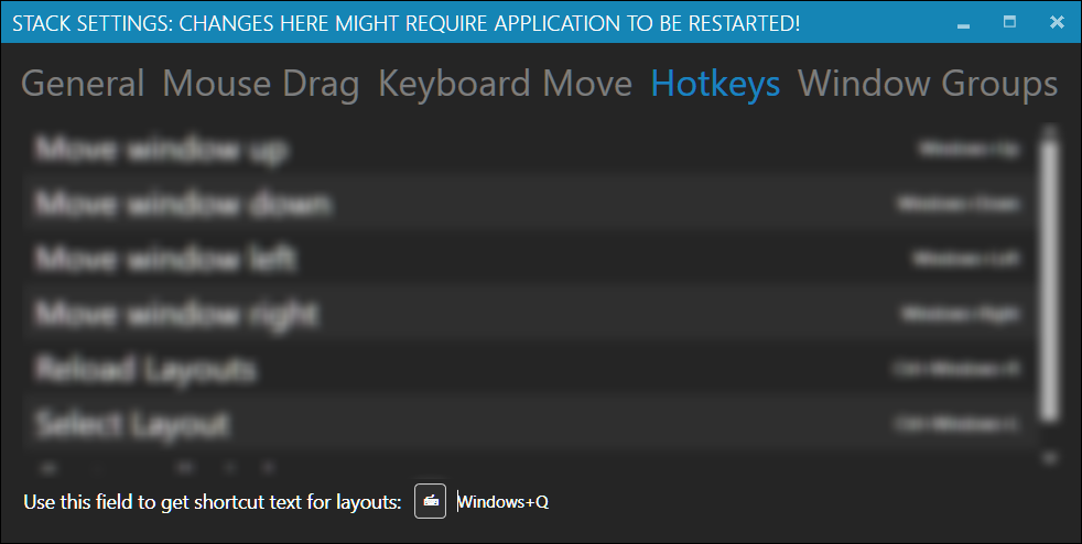 Hotkey tool in Settings